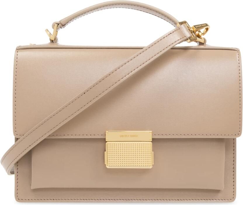 Golden Goose Beige leren handtas met verstelbare riem Brown Dames