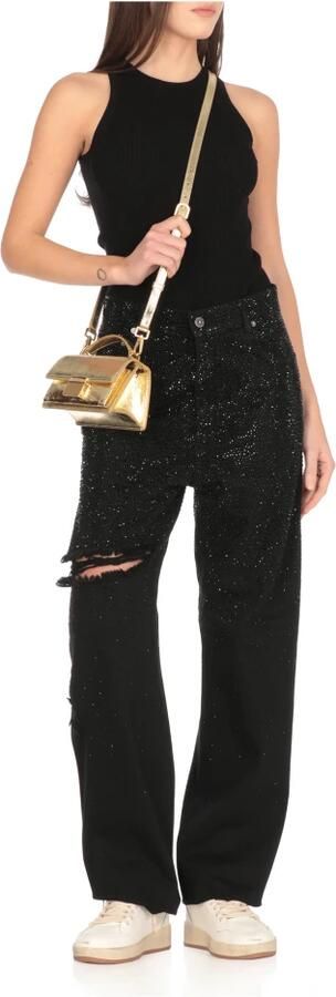 Golden Goose Metallic Finish Schoudertas met Sluiting Yellow Dames - Foto 12