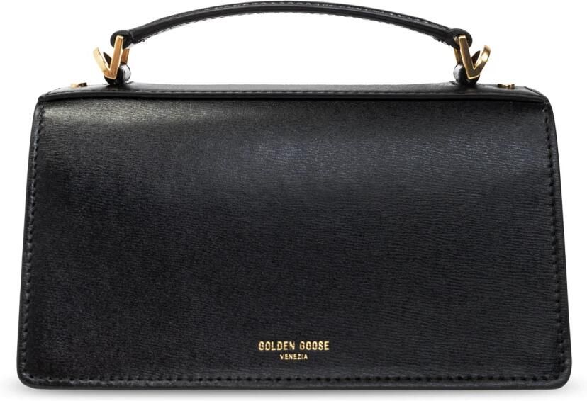 Golden Goose Zwarte leren schoudertas met goudkleurige gesp Black Dames - Foto 7