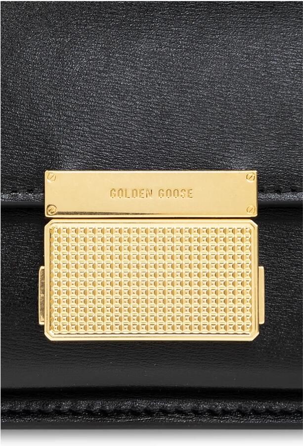 Golden Goose Zwarte leren schoudertas met goudkleurige gesp Black Dames - Foto 5