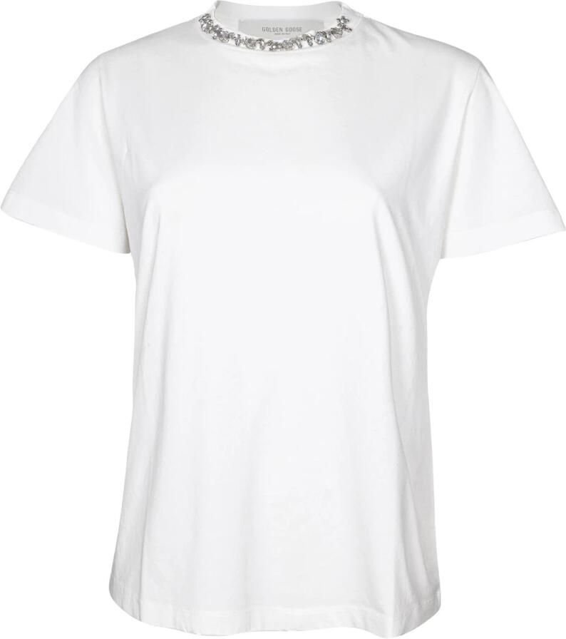 Golden Goose Witte Stenen Versierde Crew Neck Shirt White Dames