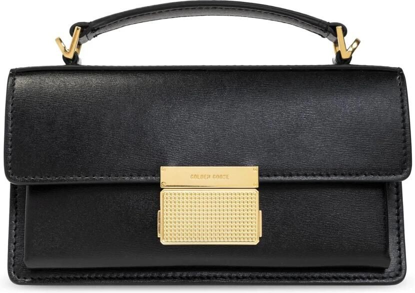 Golden Goose Zwarte leren schoudertas met goudkleurige gesp Black Dames - Foto 6