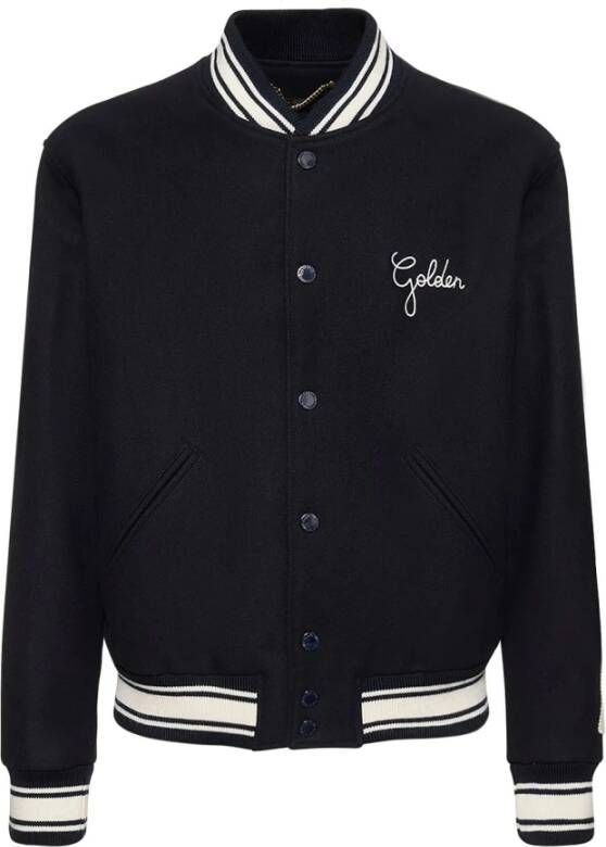 Golden Goose Gouden Geborduurde Bomberjack Blauw Heren