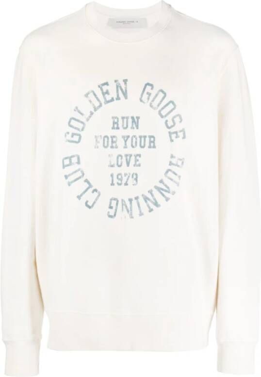 Golden Goose Logo-Print Katoenen Sweatshirt White Heren