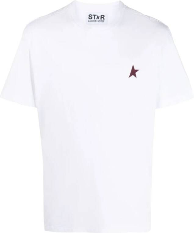 Golden Goose Logo-Print Katoenen T-Shirt met Bronzen Details White Heren