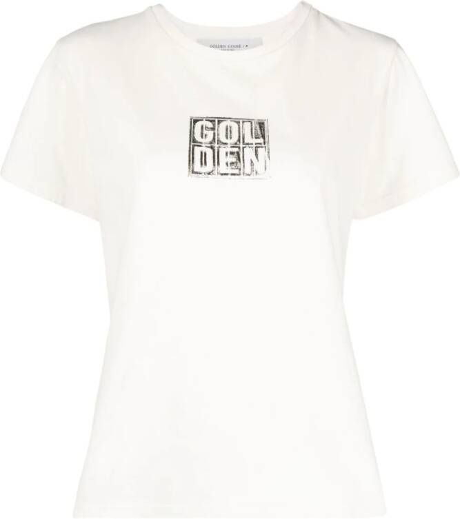 Golden Goose Logo-Print Katoenen T-Shirt Wit Dames