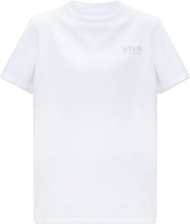 Golden Goose Regulier Logo T-Shirt Grote Ster White Dames