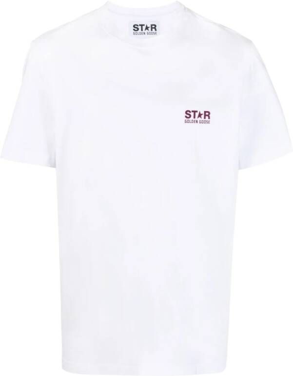 Golden Goose Logo-Print Katoenen T-Shirt Wit White Heren