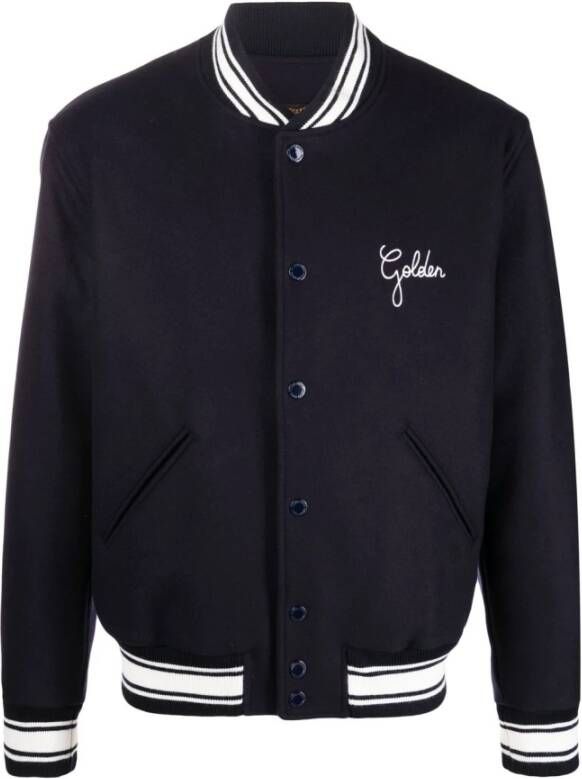 Golden Goose Blauwe Bomberjas van Maagdelijke Wol Blue Heren
