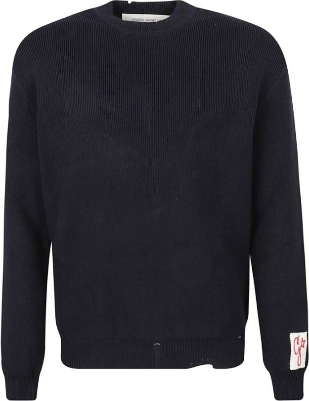 Golden Goose Gebreide trui met ronde hals in marineblauw Blauw Heren