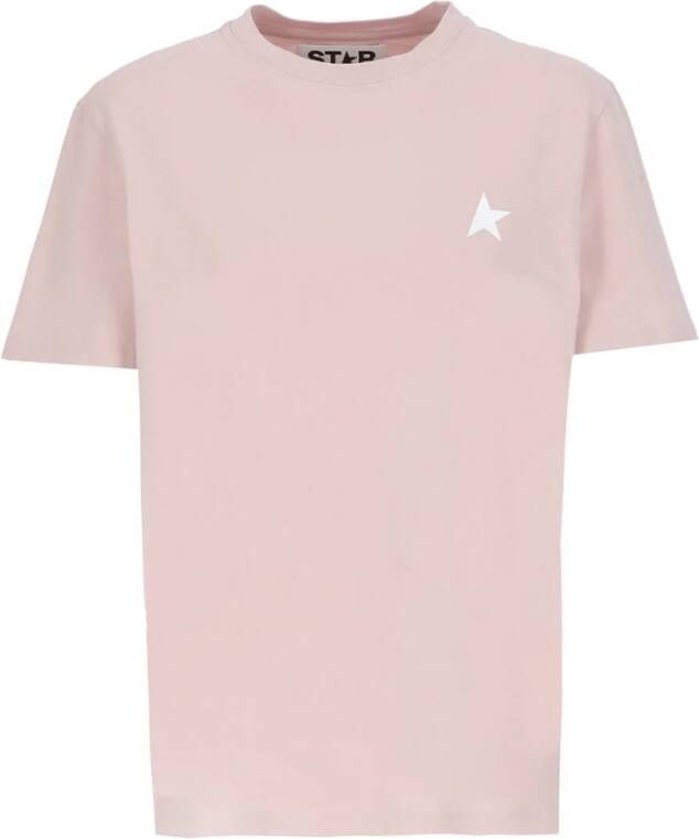 Golden Goose Roze Katoenen T-Shirt met Contrastster Roze Dames