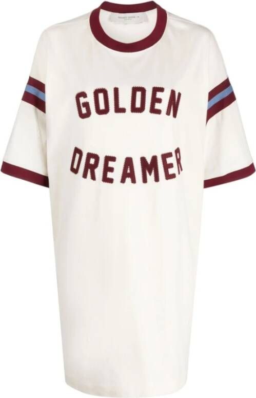 Golden Goose Sportieve T-Shirt Jurk met Slogan Print White Dames
