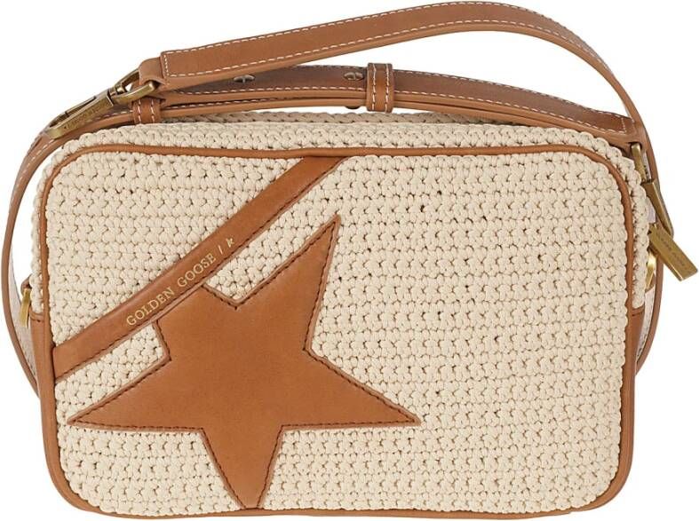Golden Goose Star Tas met Gehaakt Lichaam en Leren Schouder Bruin Dames