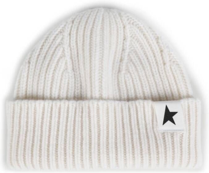 Golden Goose Stijlvolle Wollen Beanie met Zwarte Ster Wit Heren