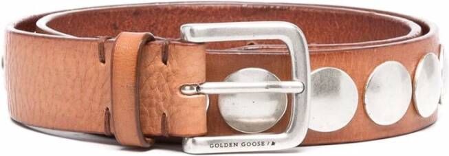 Golden Goose Stud-Detail Riem Stoer en Stijlvol Bruin Dames