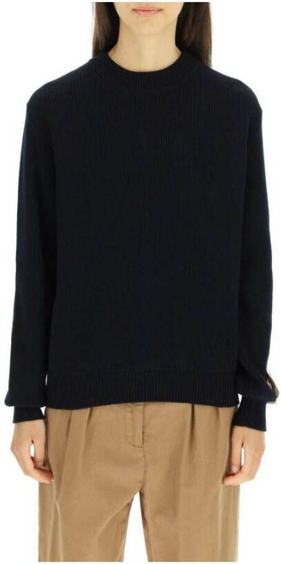 Golden Goose Katoenen crew-neck sweater met geribbelde randen Blue Dames