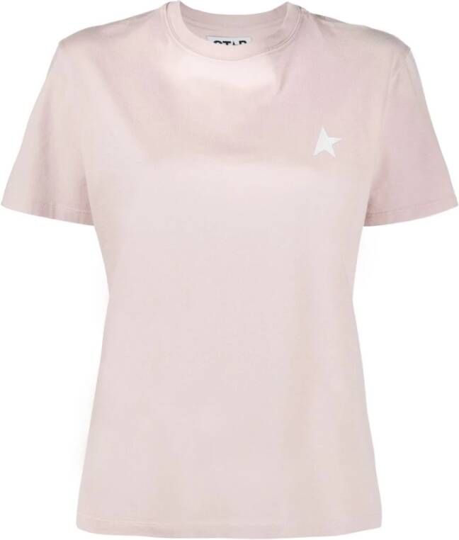 Golden Goose Roze Logo-Print Crew-Neck T-Shirt Pink Dames