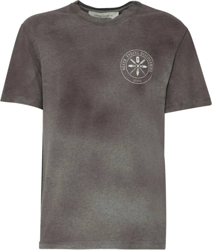 Golden Goose Regular Melange Grijs T-shirt met Unieke Print Grijs Heren