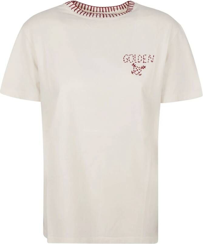 Golden Goose Geborduurde Logo T-shirts en Polos White Dames