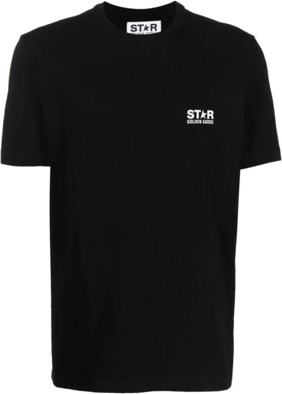 Golden Goose Vintage Zwart T-shirt met Wit Logo en Ster Black Heren