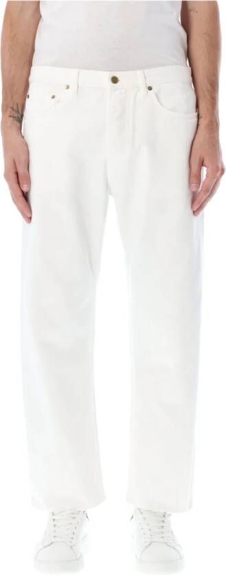 Golden Goose Witte Vetersluiting Leren Jeans Ss23 White Heren