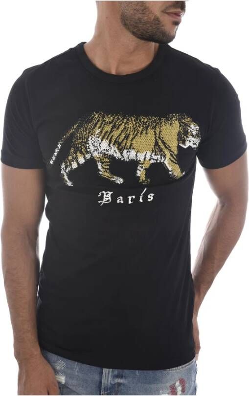 Goldenim paris T -shirt stretch strassé 1459 Zwart Heren