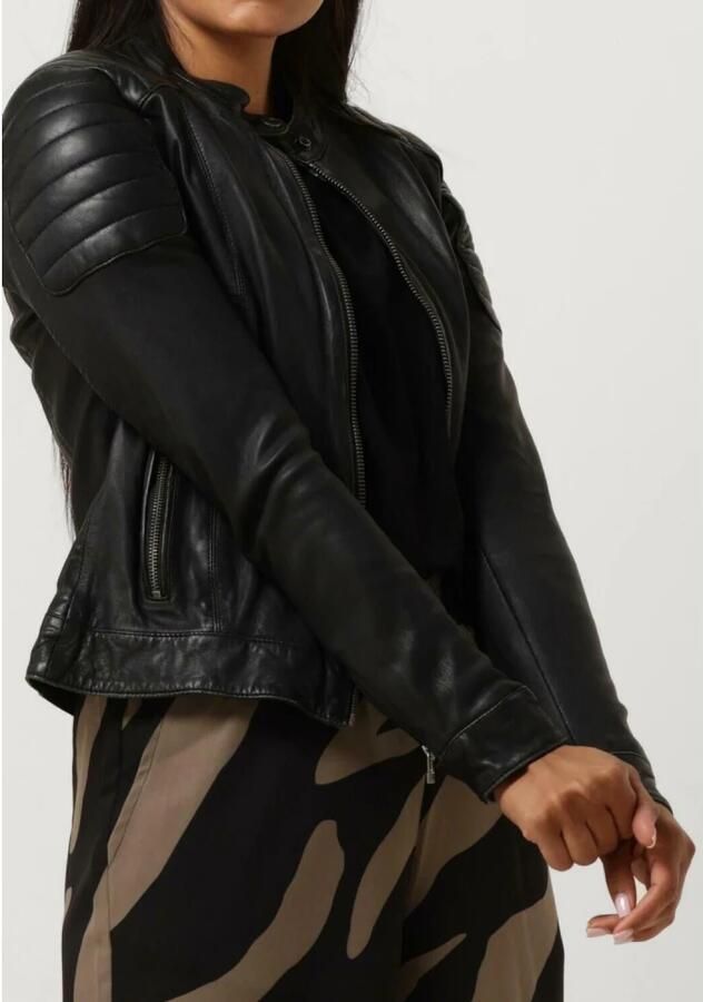 Goosecraft Biker Leren Jas Zwart Black Dames - Foto 4