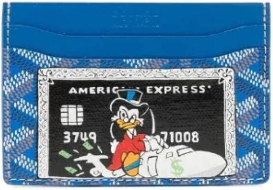 Goyard Vintage Aangepaste Scrooge McDuck Amex Saint Sulpice Portemonnee Blauw Dames