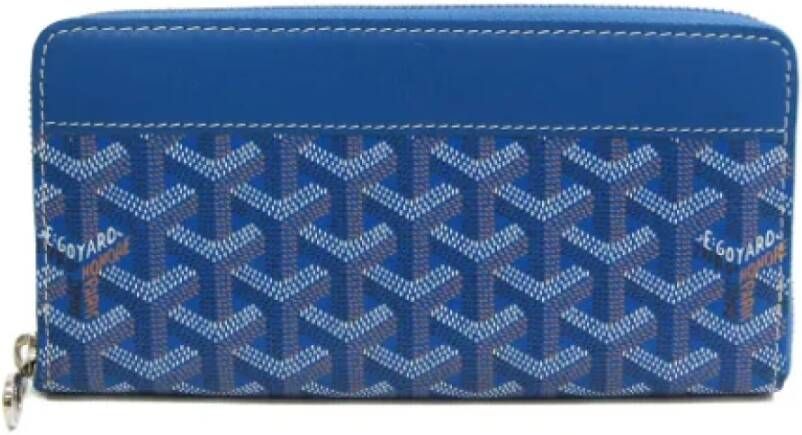 Goyard Vintage Tweedehands Blauwe Canvas Goyard Portemonnee Blauw Dames