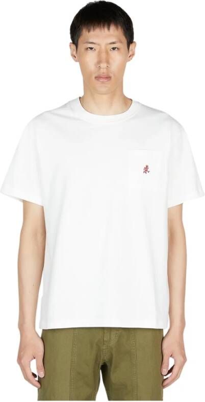 Gramicci Katoenen T-Shirt met Logo Borduursel Wit Heren
