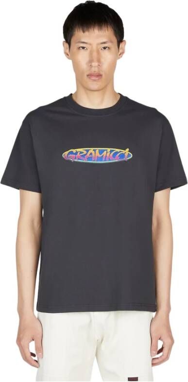 Gramicci Logo Print Katoenen T-Shirt Zwart Heren