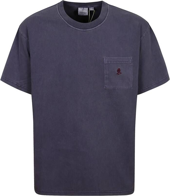 Gramicci Katoenen T-Shirt met Logo Borduursel Purple Heren