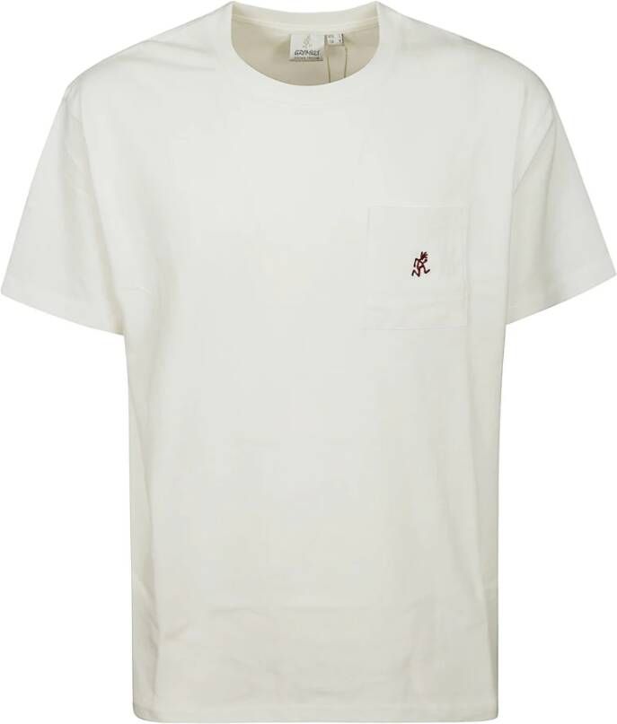 Gramicci Katoenen T-Shirt met Logo Borduursel White Heren