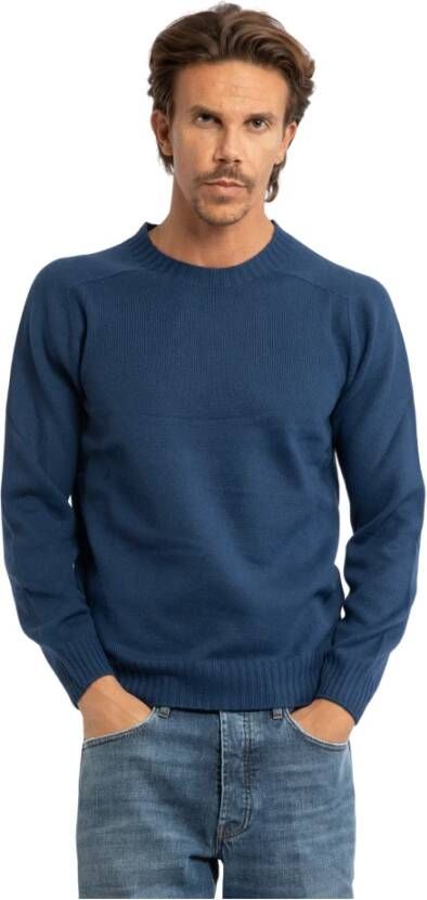Gran Sasso Blauwe Sweaters Super Geelong Wol Blauw Heren