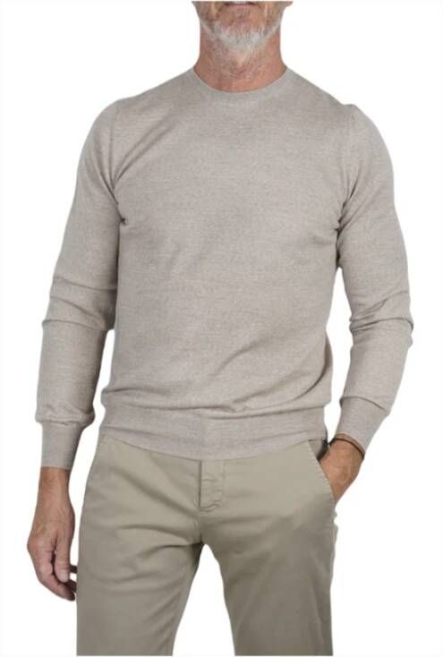 Gran Sasso Fijne Wol Tasmania Ronde Hals Trui Beige Heren