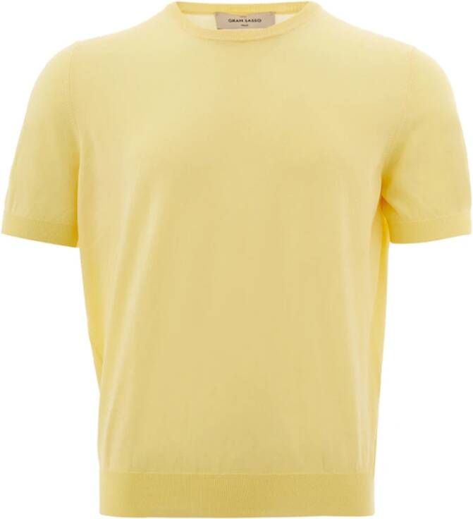 Gran Sasso Gele Katoenen T-Shirt Ronde Hals Geel Heren