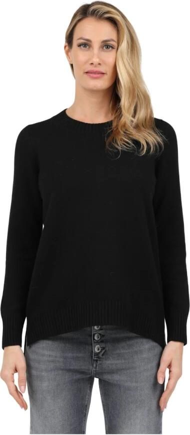 Gran Sasso Geribbelde trui met ronde hals Black Dames