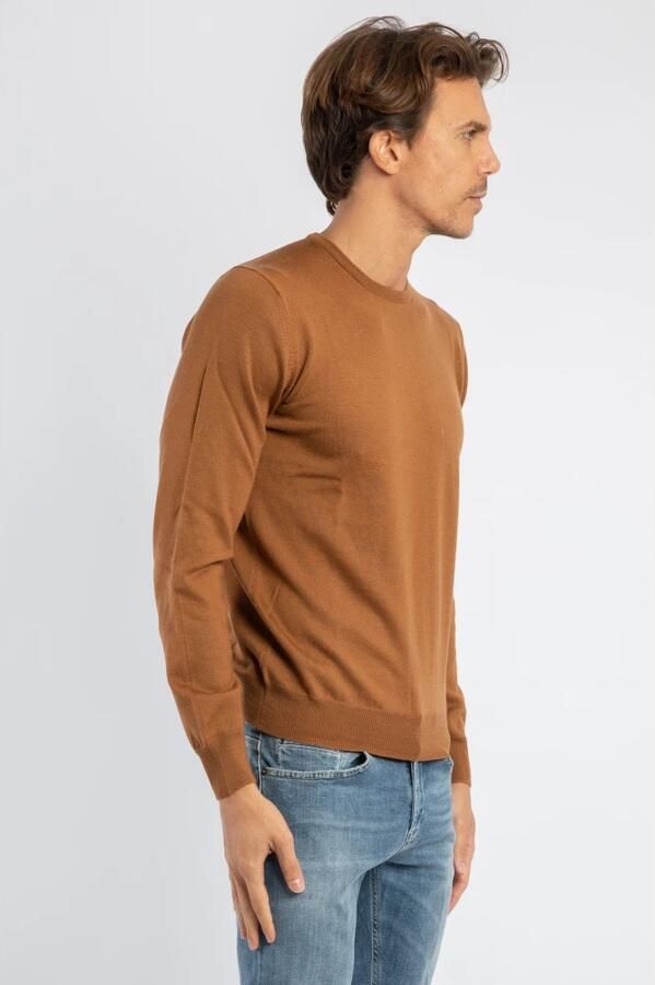 Gran Sasso Slim Fit Merino Wol Crewneck Sweater Brown Heren - Foto 2