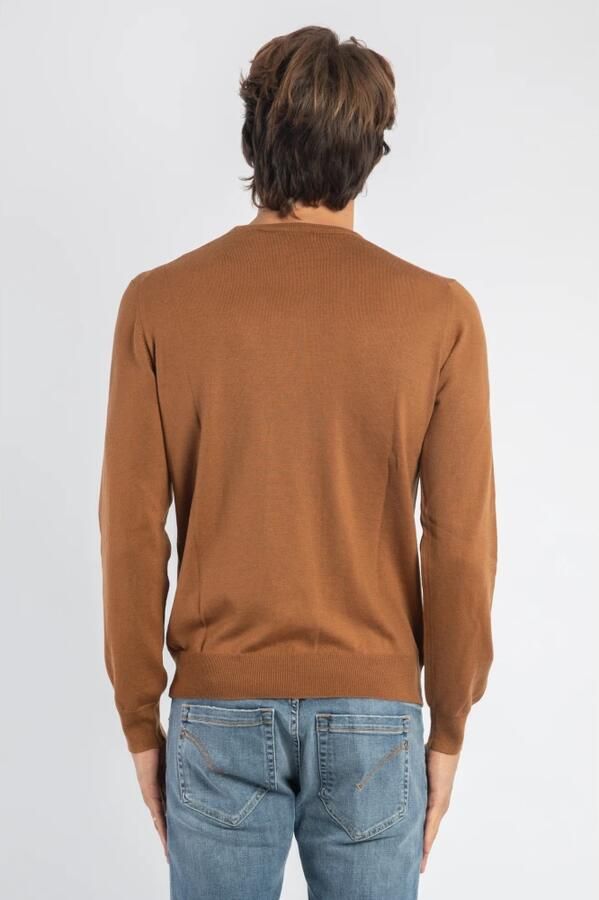 Gran Sasso Slim Fit Merino Wol Crewneck Sweater Brown Heren - Foto 3