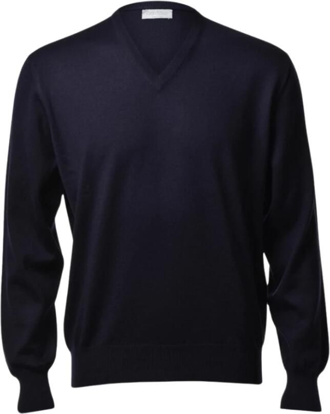 Gran Sasso V-hals Knitwear Blue Heren