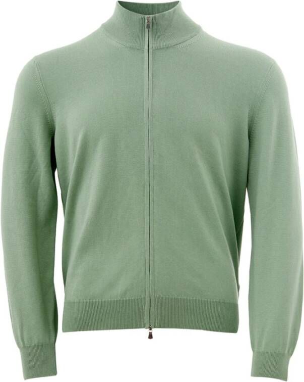 Gran Sasso Groene Katoenen Zip Sweater met Turtleneck Green Heren