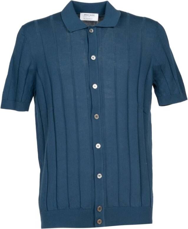Gran Sasso Mezze Sleen Mouw Shirt Polo Blauw Heren