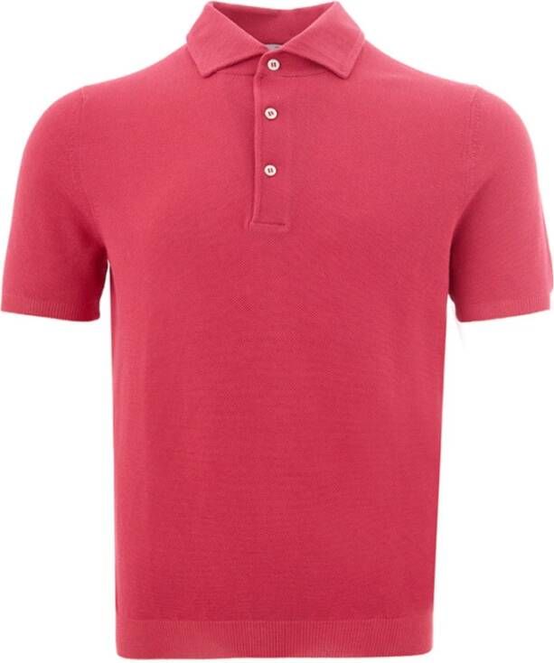 Gran Sasso Roze Katoenen Polo Gebreid Shirt Roze Heren
