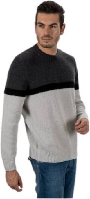 Gran Sasso Dikke Tricolore Trui met Ronde Hals Gray Heren