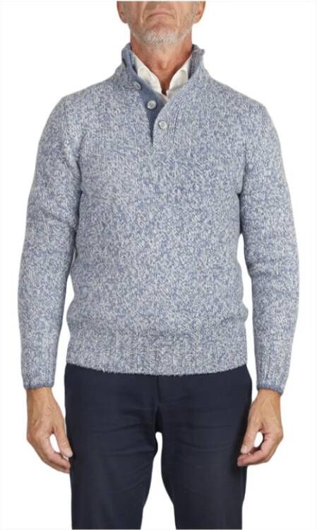 Gran Sasso V-hals gebreide kleding Blauw Heren