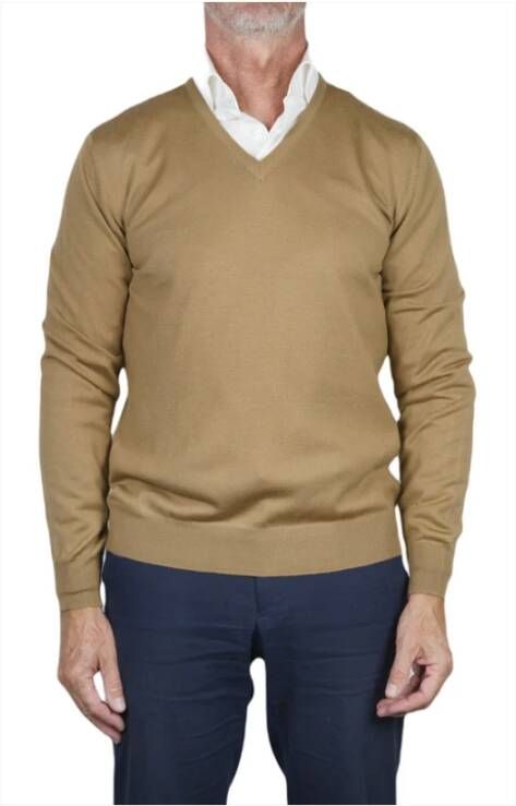 Gran Sasso V-hals gebreide kleding Bruin Heren