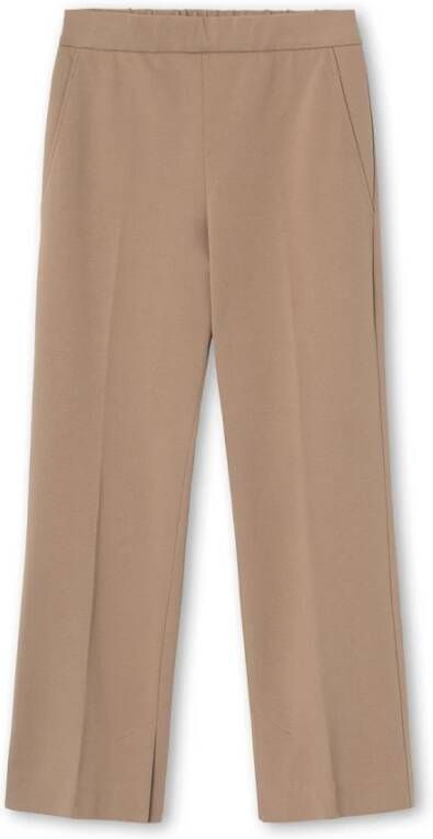 Graumann Natuur Jersey Broek met Wijde Pijpen Beige Dames