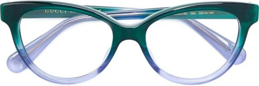 Gucci Blauwe Patroon Acetaat Bril Groen Dames