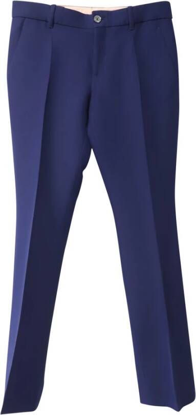 Gucci Blauwe Wol Cropped Broek Blauw Dames