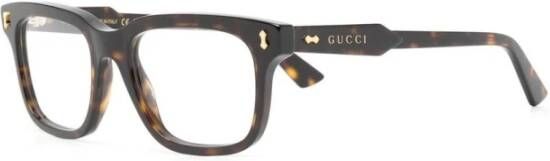 Gucci Optische Bril van Gerecycled Acetaat Brown Unisex